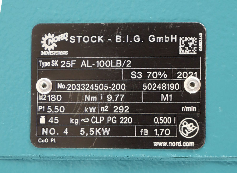Getriebemotor für >stockbig No.4 5,5kW 292 U/min