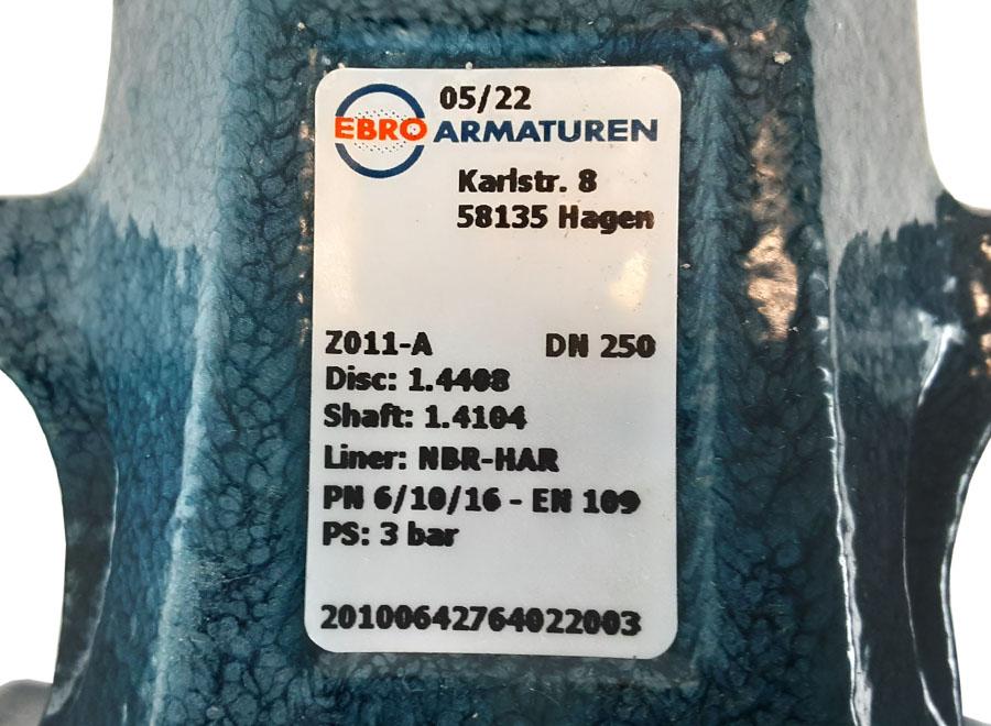 Absperrorgan NW 250 ohne Stellantrieb