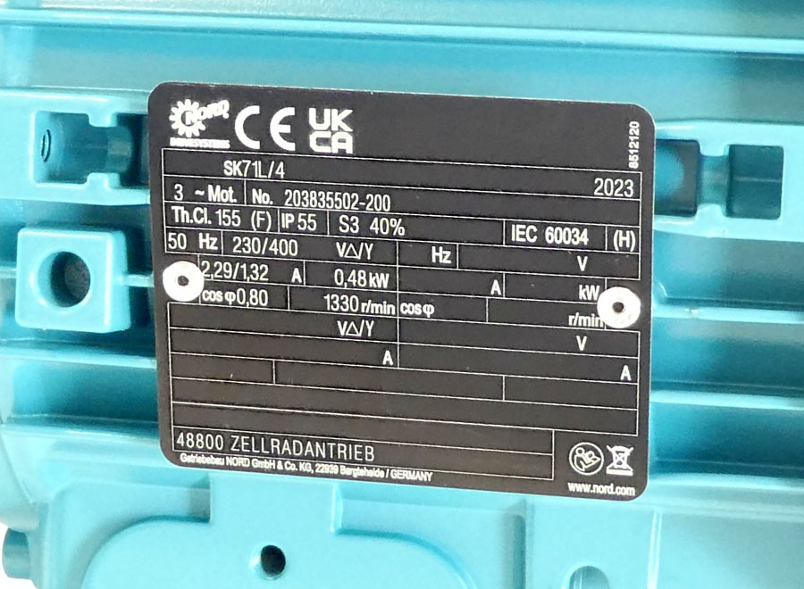 Zellenradmotor für >stockbig 0,55 kW 28 U/min